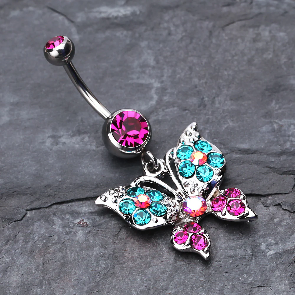 Luminous Butterfly Glam Belly Button Ring - Image 3