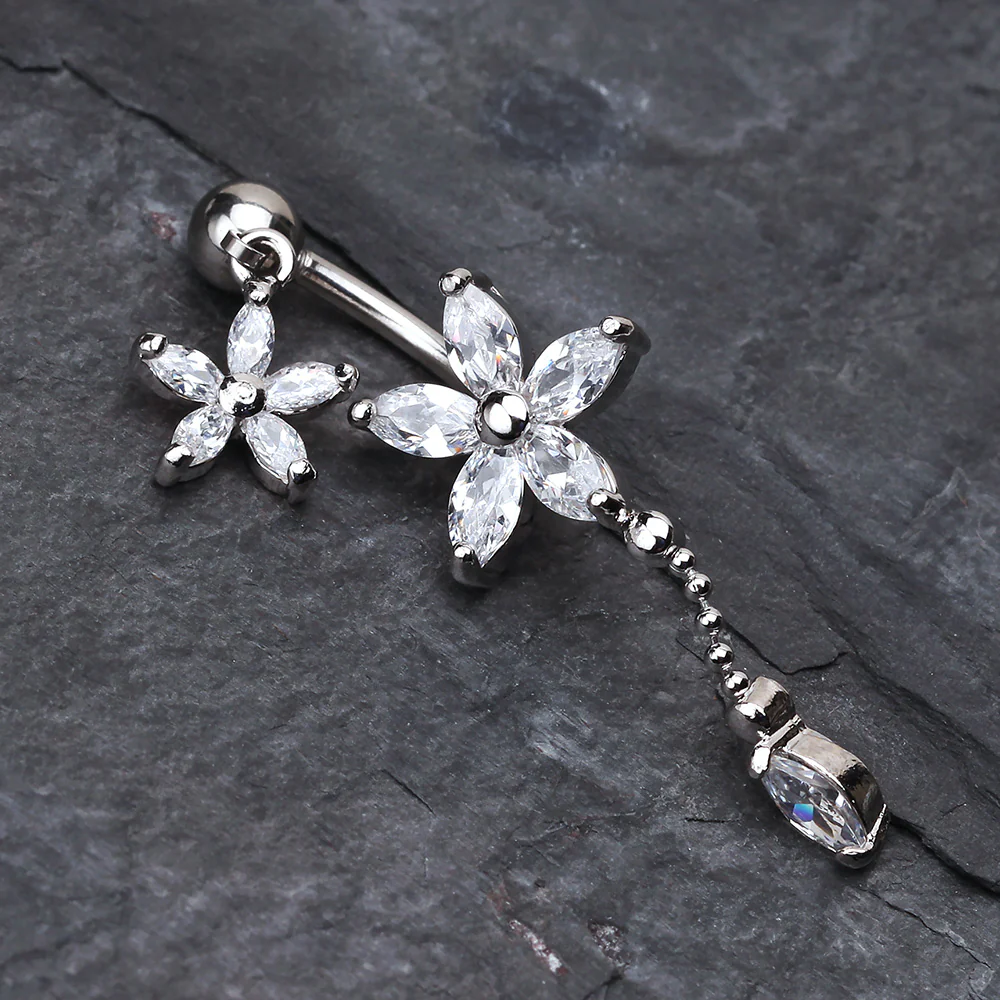 Luscious Flowers Droplets Belly Ring - Image 3