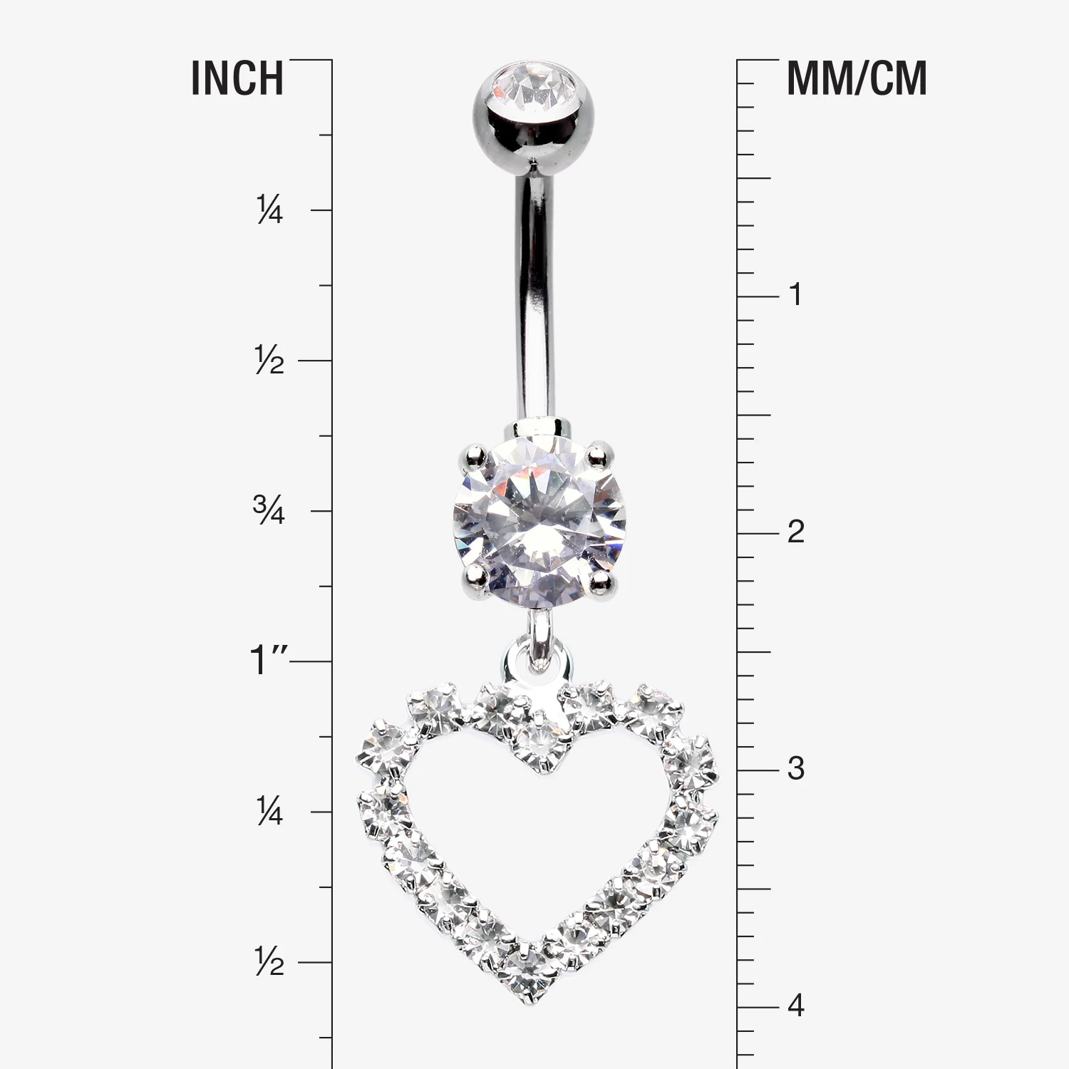 Luscious Hollow Heart Sparkle Splendid Belly Button Ring - Image 2