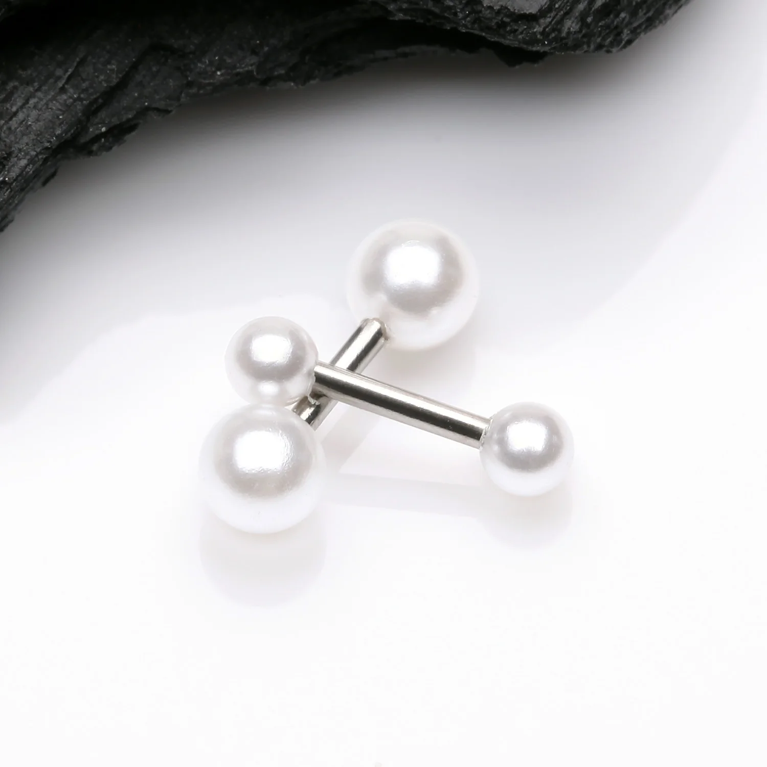 Luster Pearlescent Ball Steel Cartilage Tragus Barbell - Image 2