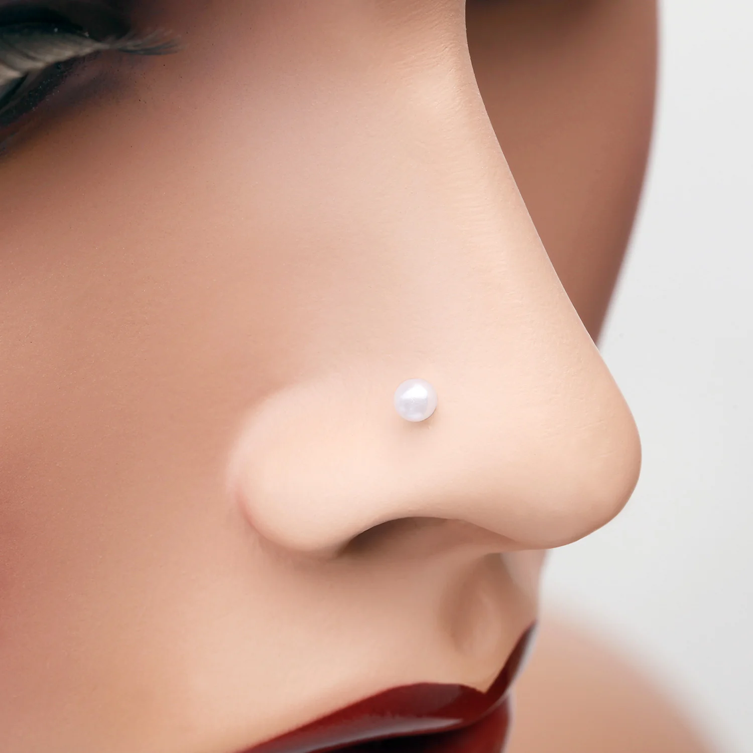 Luster Pearlescent Ball Steel Nose Stud Ring - Image 2