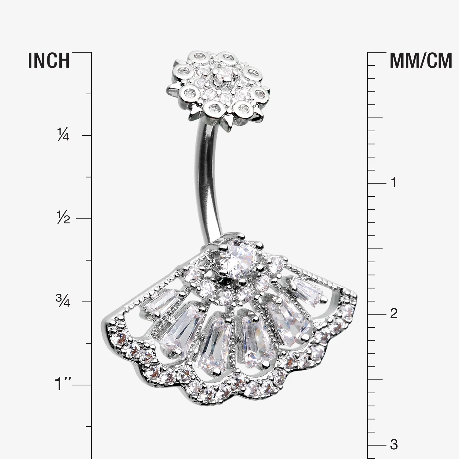 Majestic Fan Brilliant Sparkle Internally Threaded Belly Button Ring - Image 2