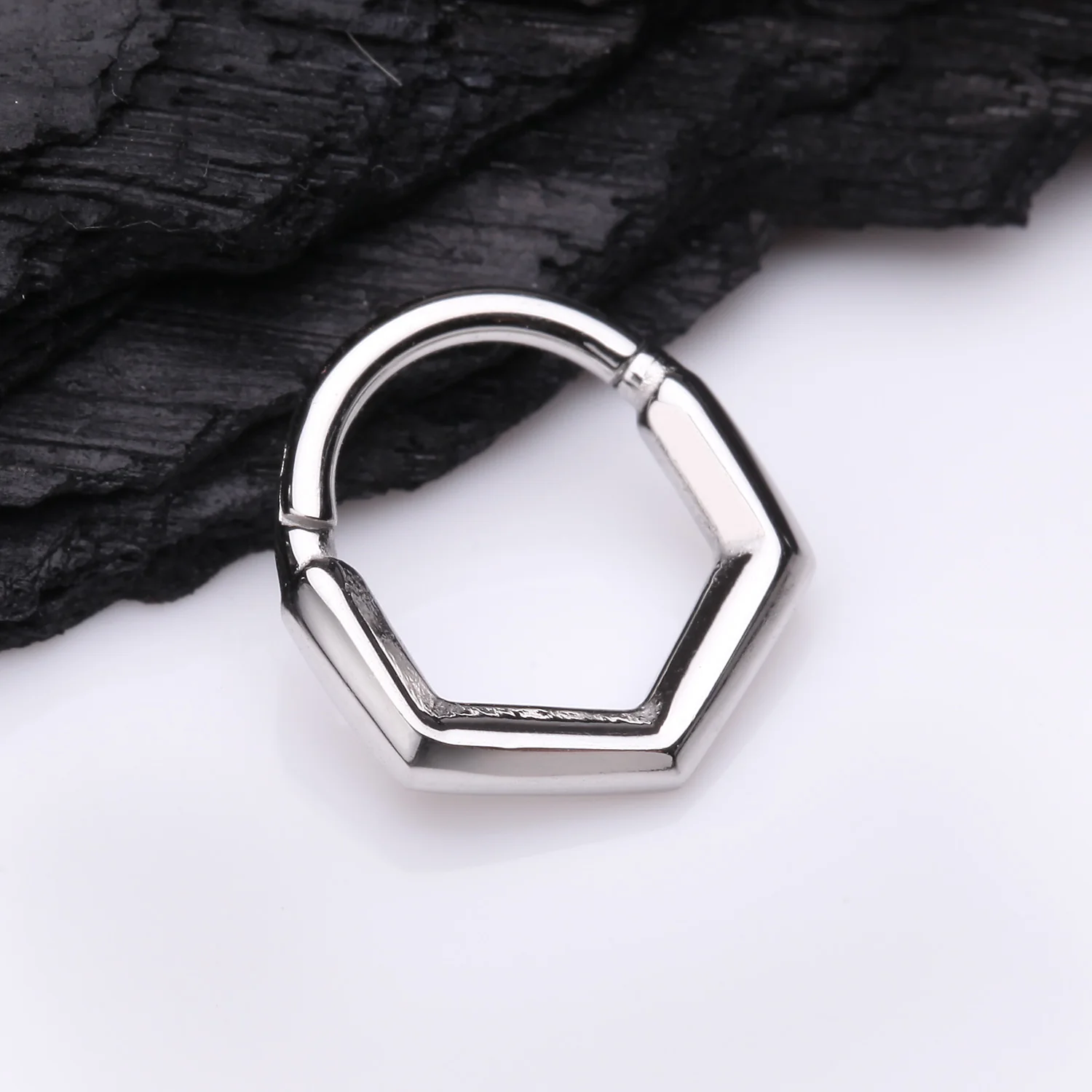 Majestic Hexa Steel Seamless Clicker Hoop Ring - Image 2