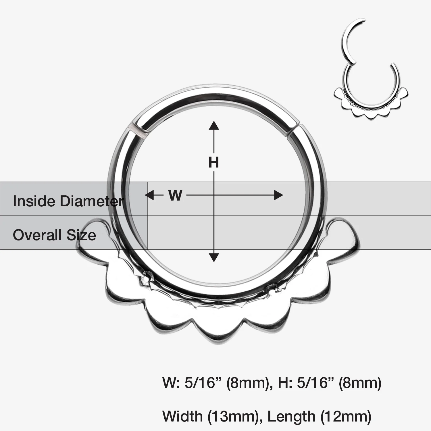 Mandala Flower Clicker Hoop Ring - Image 2