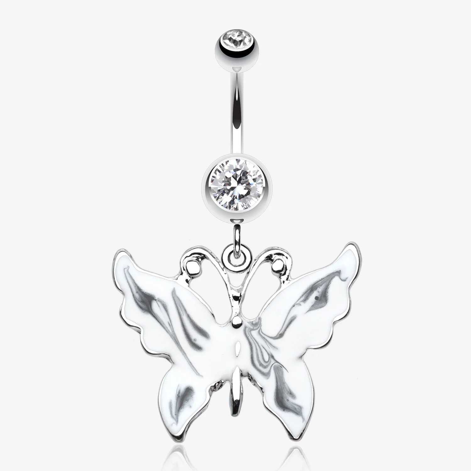 Marble Butterfly Belly Button Ring