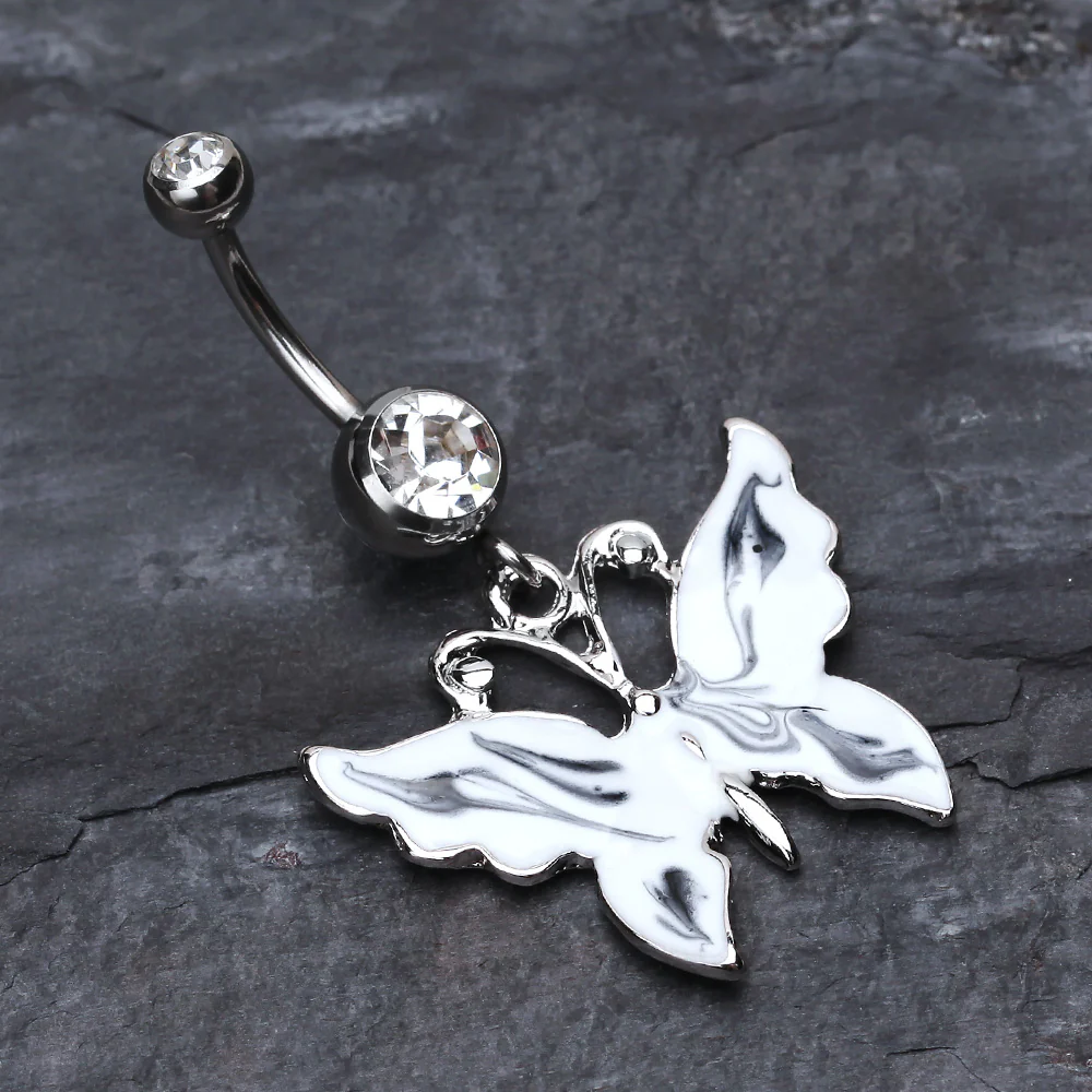 Marble Butterfly Belly Button Ring - Image 3