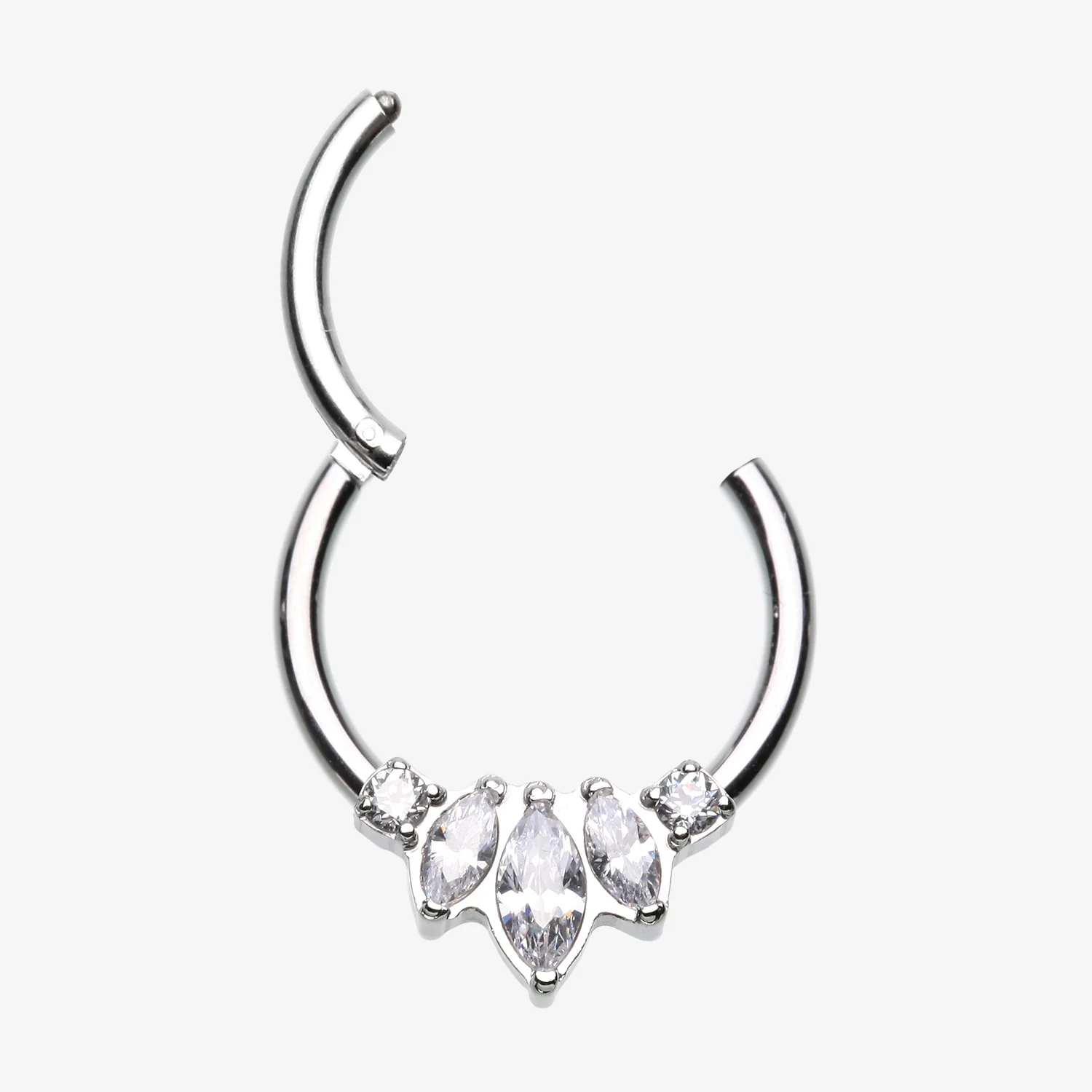 Marquise Brilliance Multi-Gem Sparkle Seamless Clicker Hoop Ring - Image 2