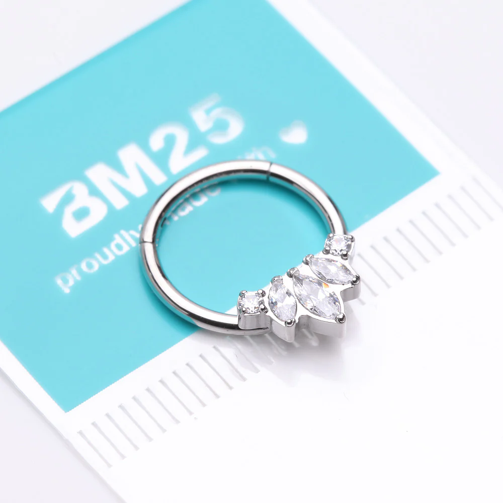 Marquise Brilliance Multi-Gem Sparkle Seamless Clicker Hoop Ring - Image 4