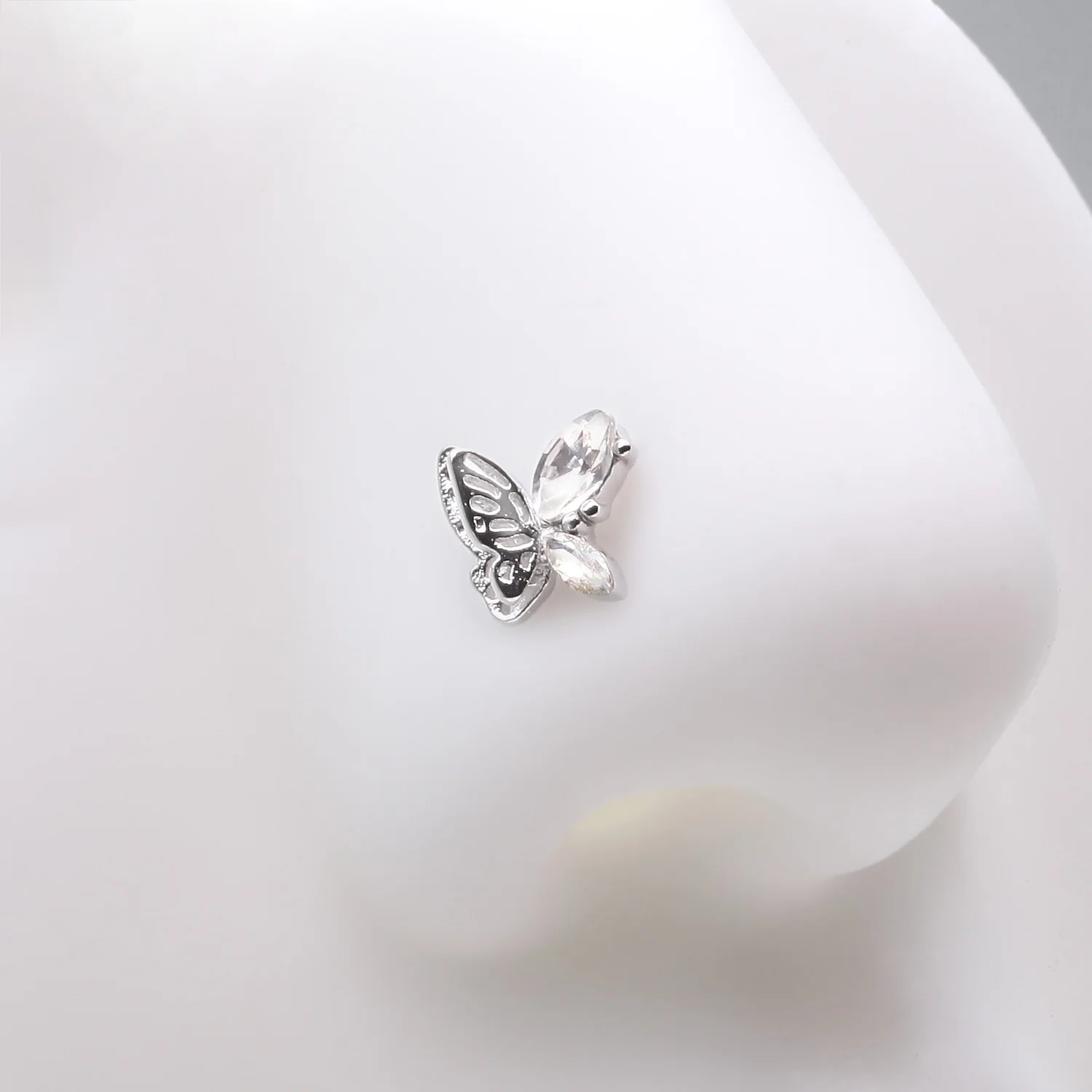 Marquise Layered Butterfly Sparkle Nose Stud Ring - Image 2