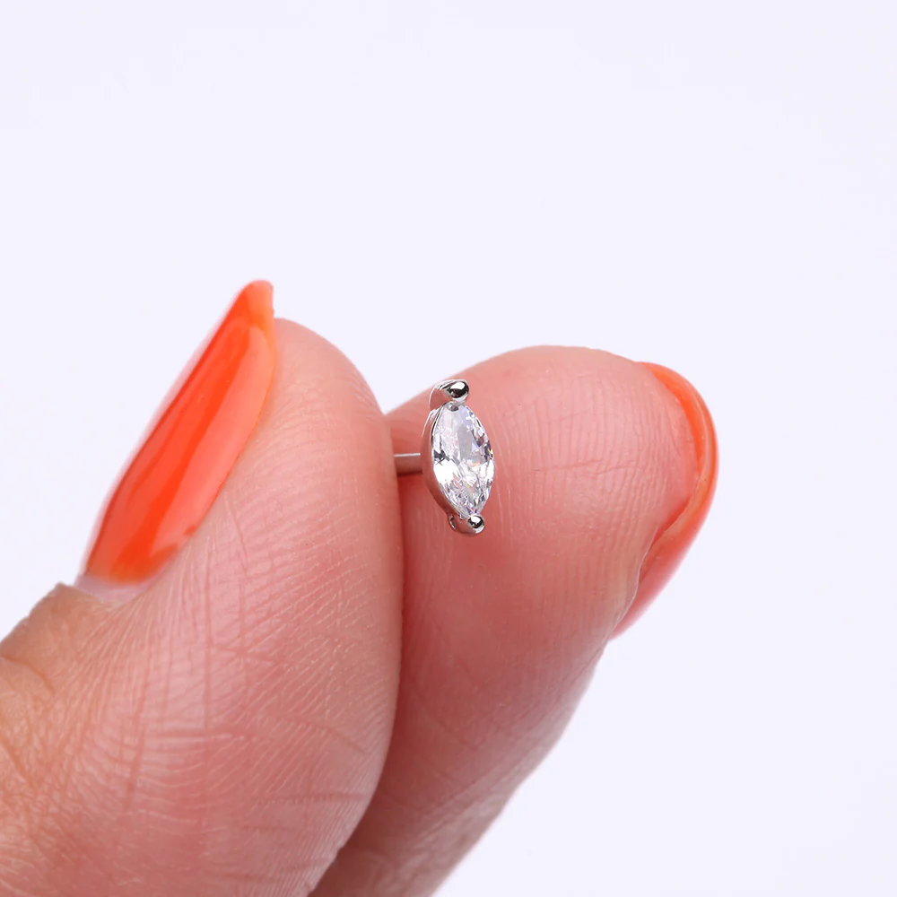Marquise Sparkle Gem Nose Stud Ring - Image 3