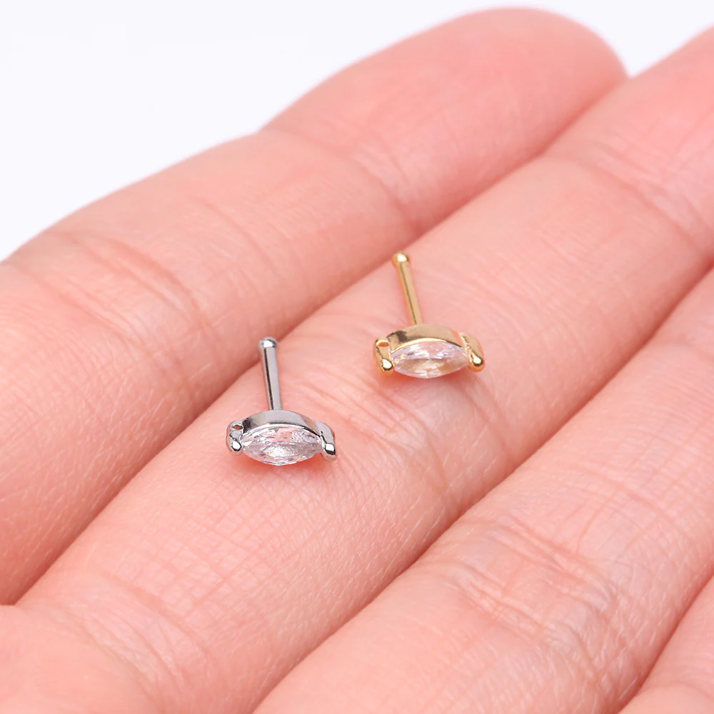 Marquise Sparkle Gem Nose Stud Ring - Image 4