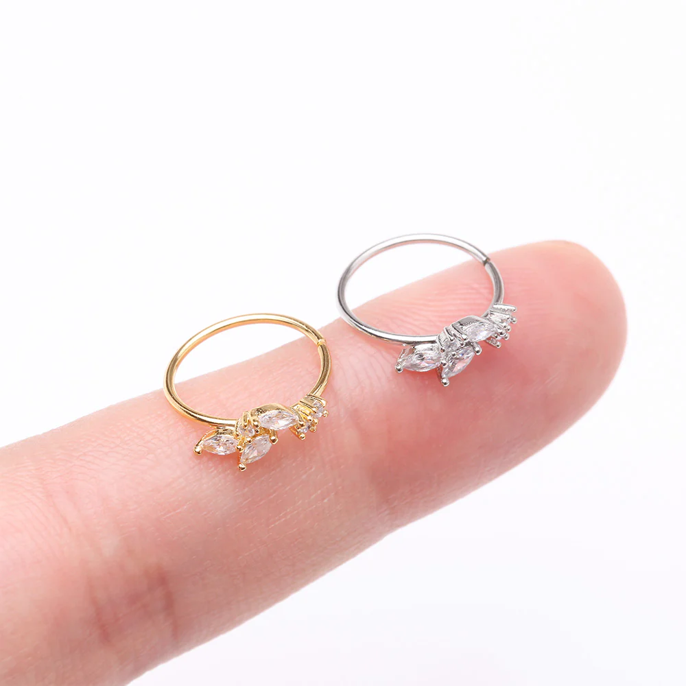Marquise Sparkle Leaflet Vine Multi-Gem Bendable Hoop Ring - Image 4