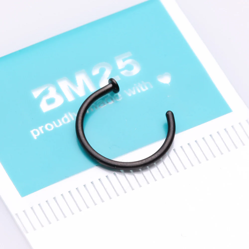 Matte Black PVD Basic Nose Hoop Ring - Image 3