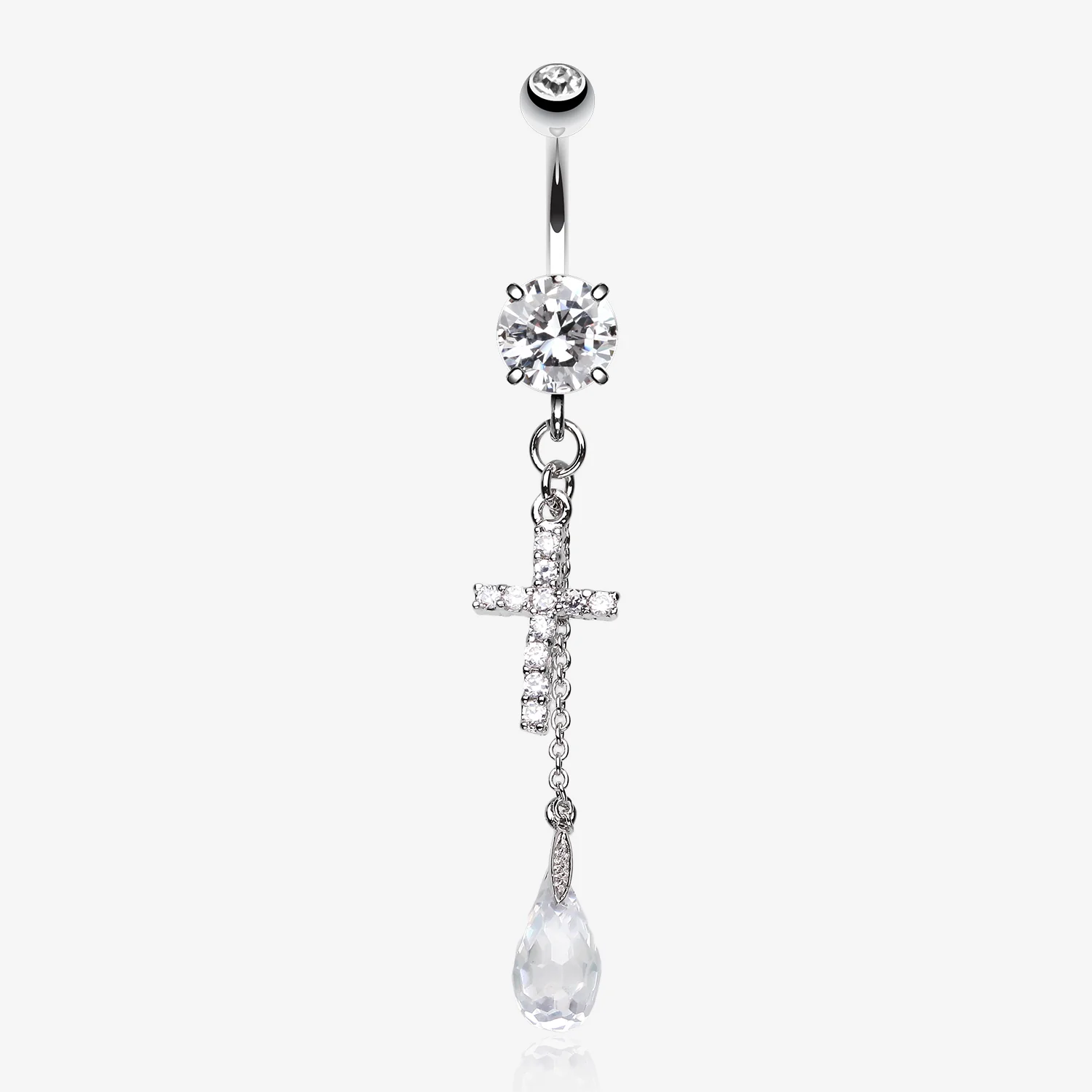 Mini Cross Shimmer Belly Ring