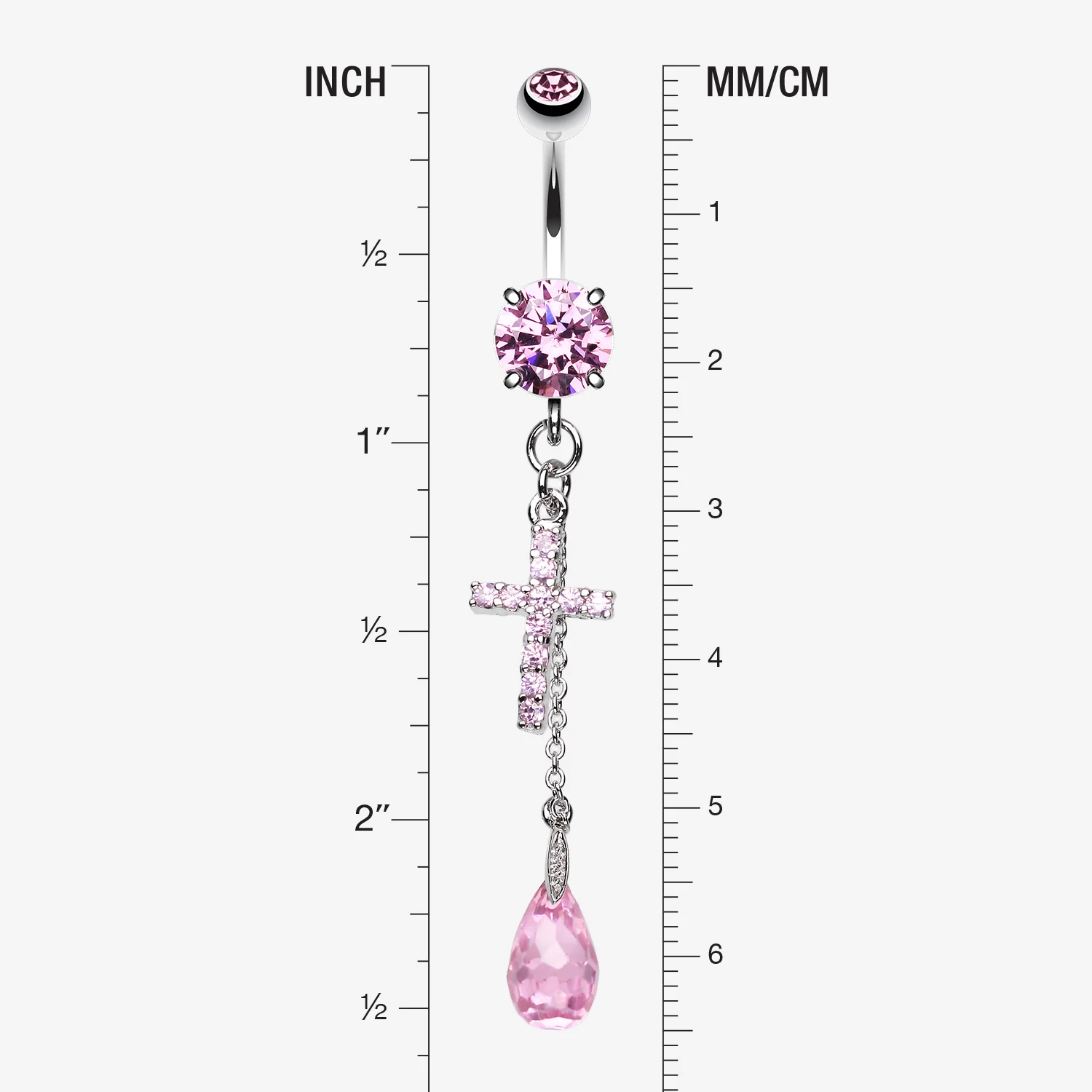 Mini Cross Shimmer Belly Ring - Image 2