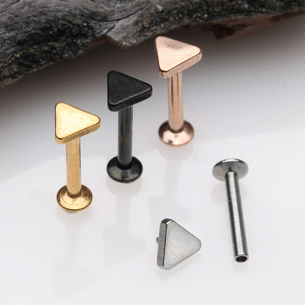 Minimalist Triangle Top Internally Threaded Steel Labret - Image 3
