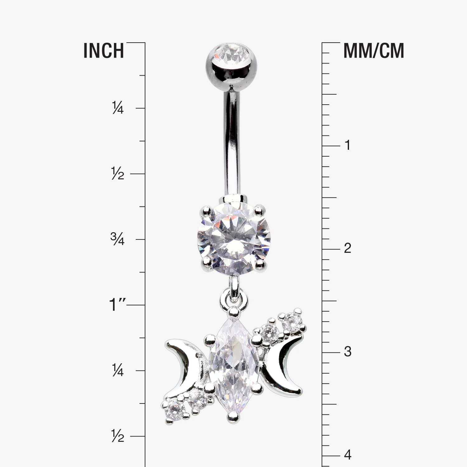 Moon Goddess Marquise Sparkle Belly Button Ring - Image 2