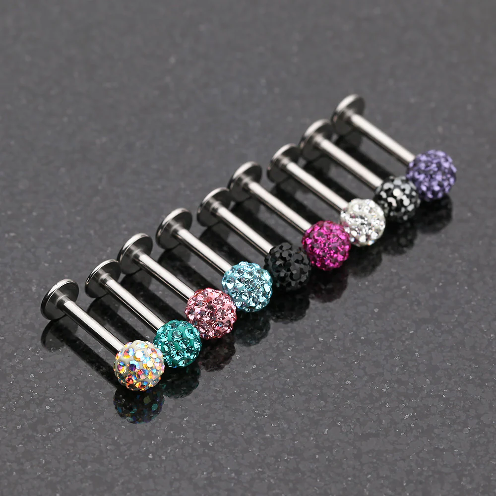 Multi-Gem Sparkle Ball Steel Labret - Image 3