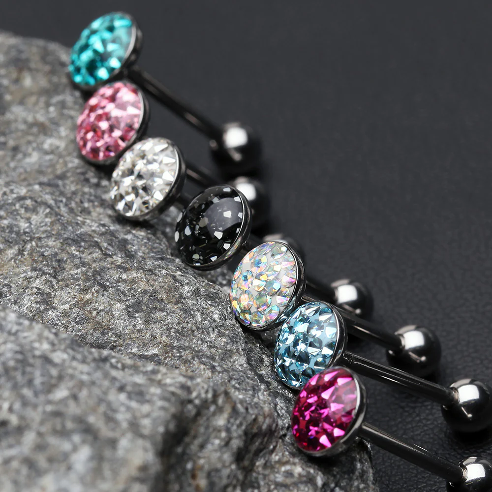 Multi-Gem Sparkle Barbell Tongue Ring - Image 4