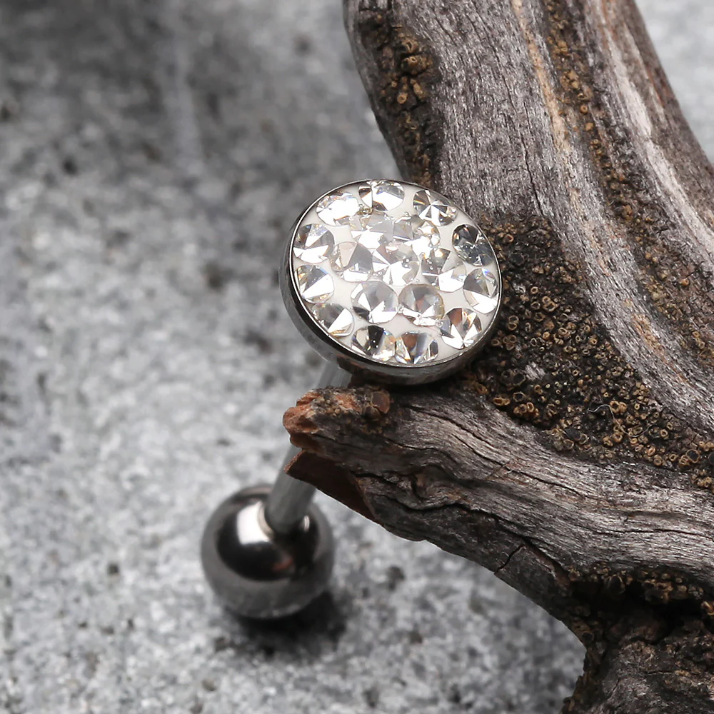 Multi-Gem Sparkle Barbell Tongue Ring - Image 3