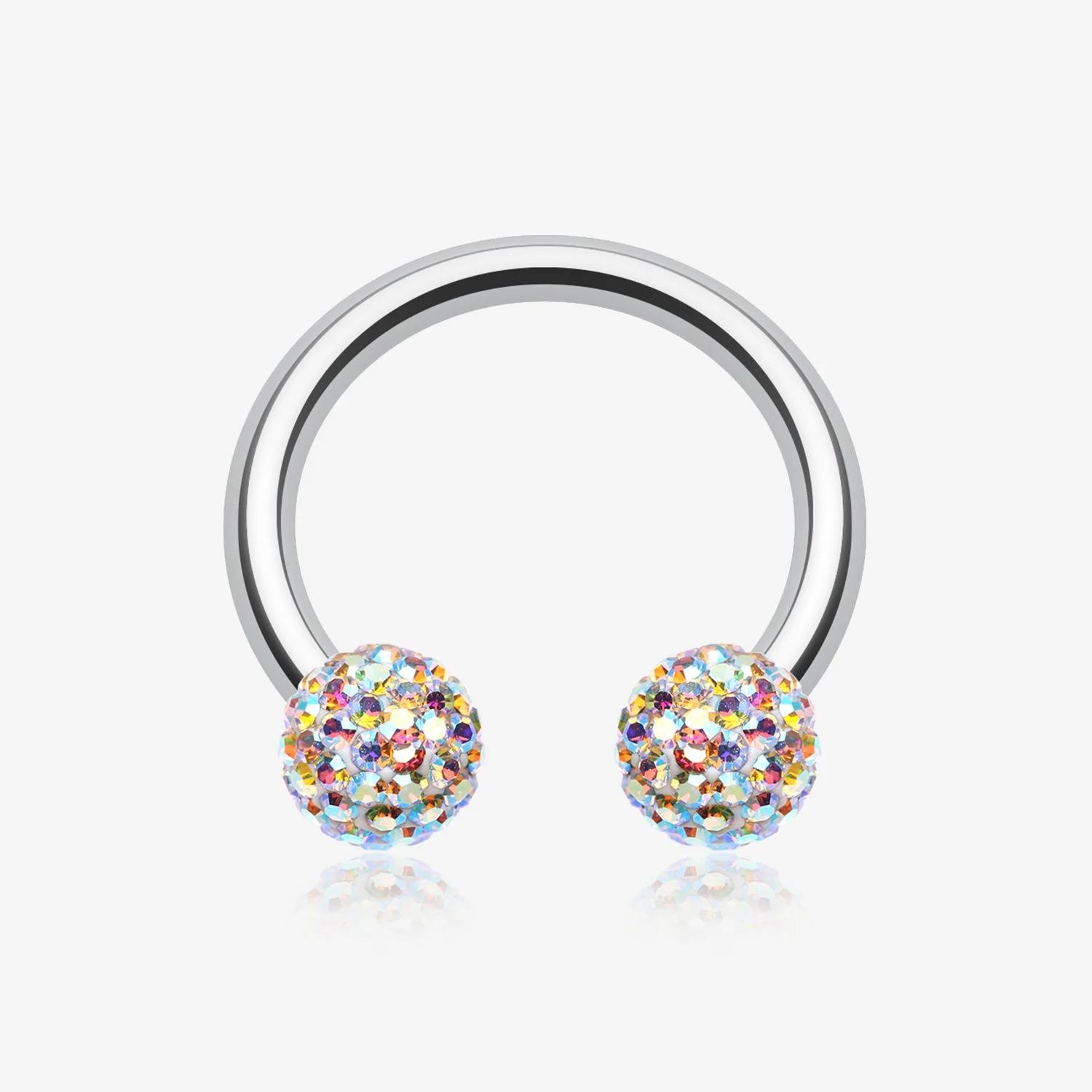 Multi-Gem Sparkle Horseshoe Circular Barbell