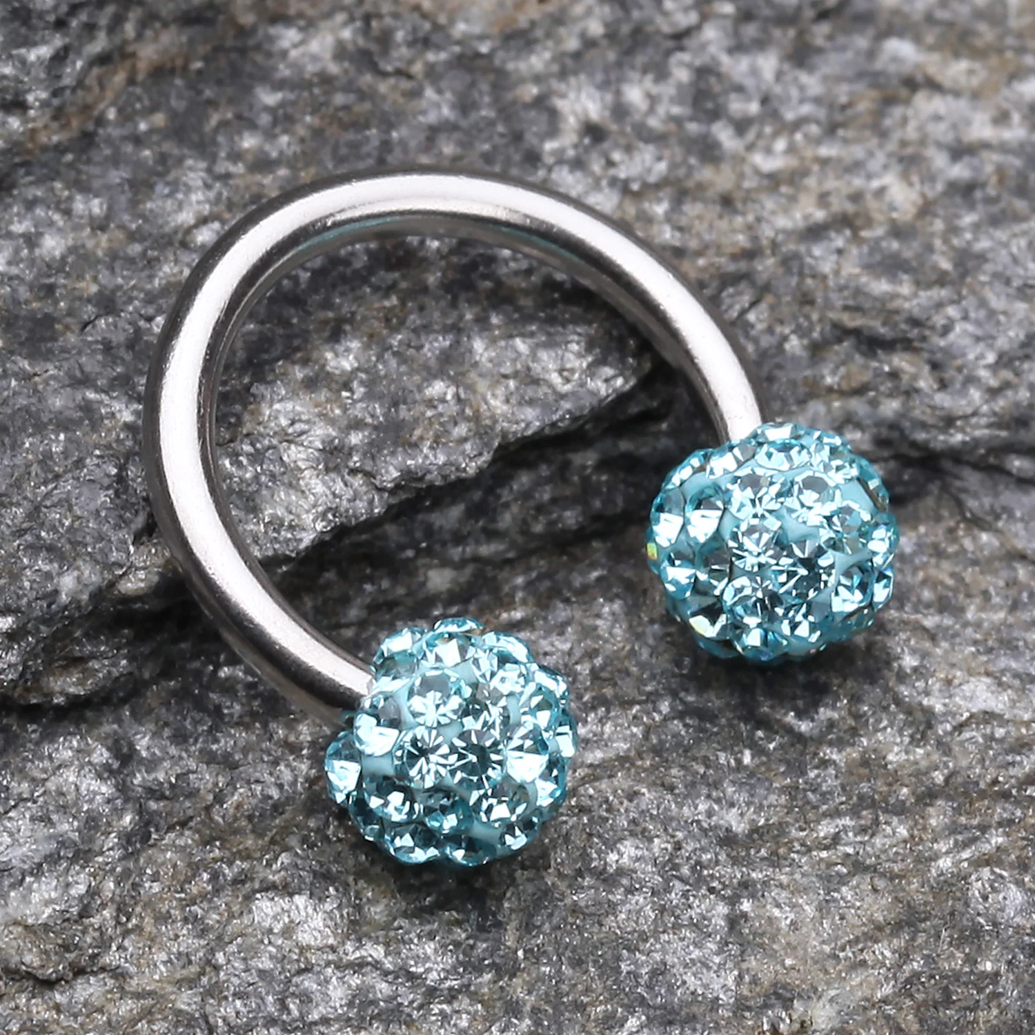 Multi-Gem Sparkle Horseshoe Circular Barbell - Image 2
