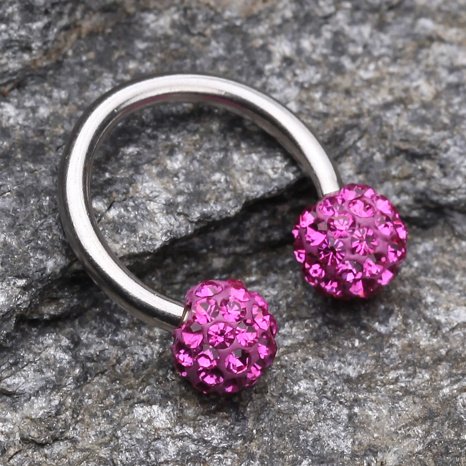 Multi-Gem Sparkle Horseshoe Circular Barbell - Image 2