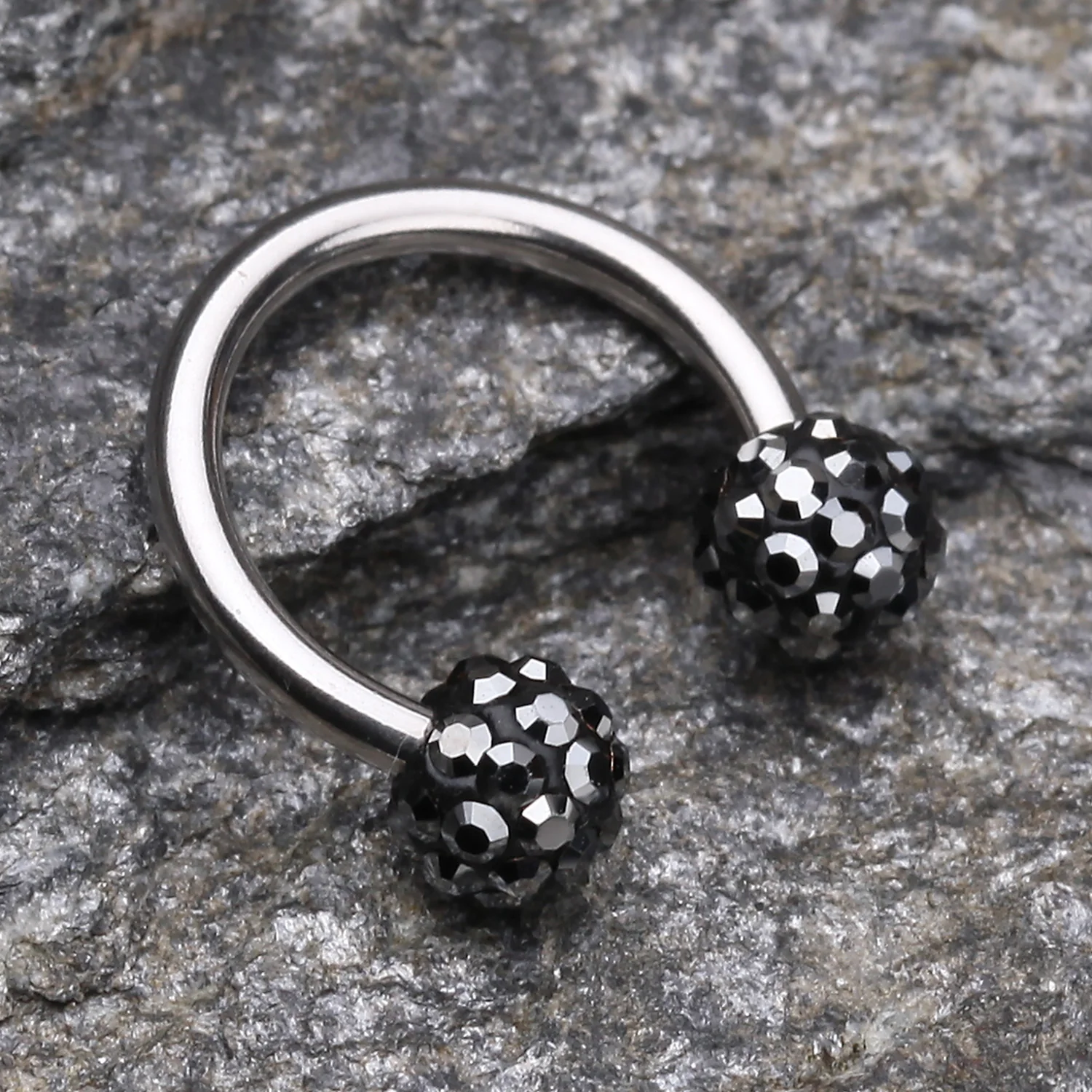 Multi-Gem Sparkle Horseshoe Circular Barbell - Image 2