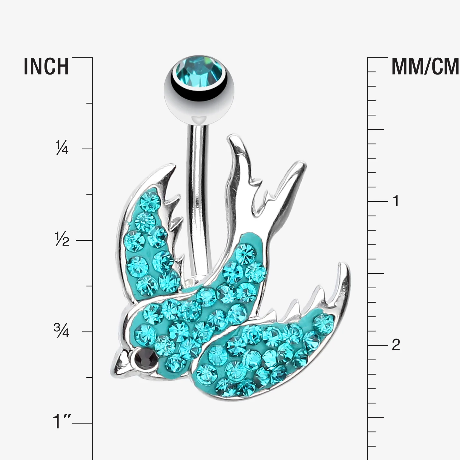 Multi-Gem Sparkle Swallow Multi-Gem Belly Button Ring - Image 2