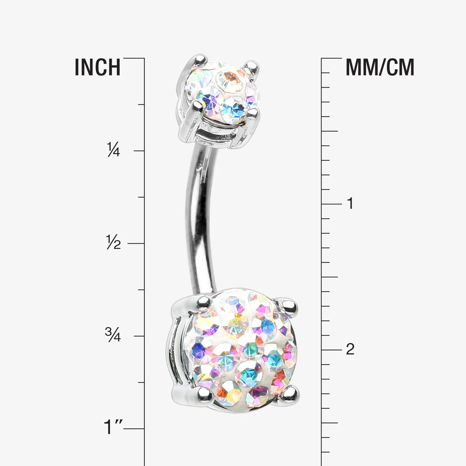 Multi-Gem Sprinkle Sparkle Prong Set Belly Button Ring - Image 2