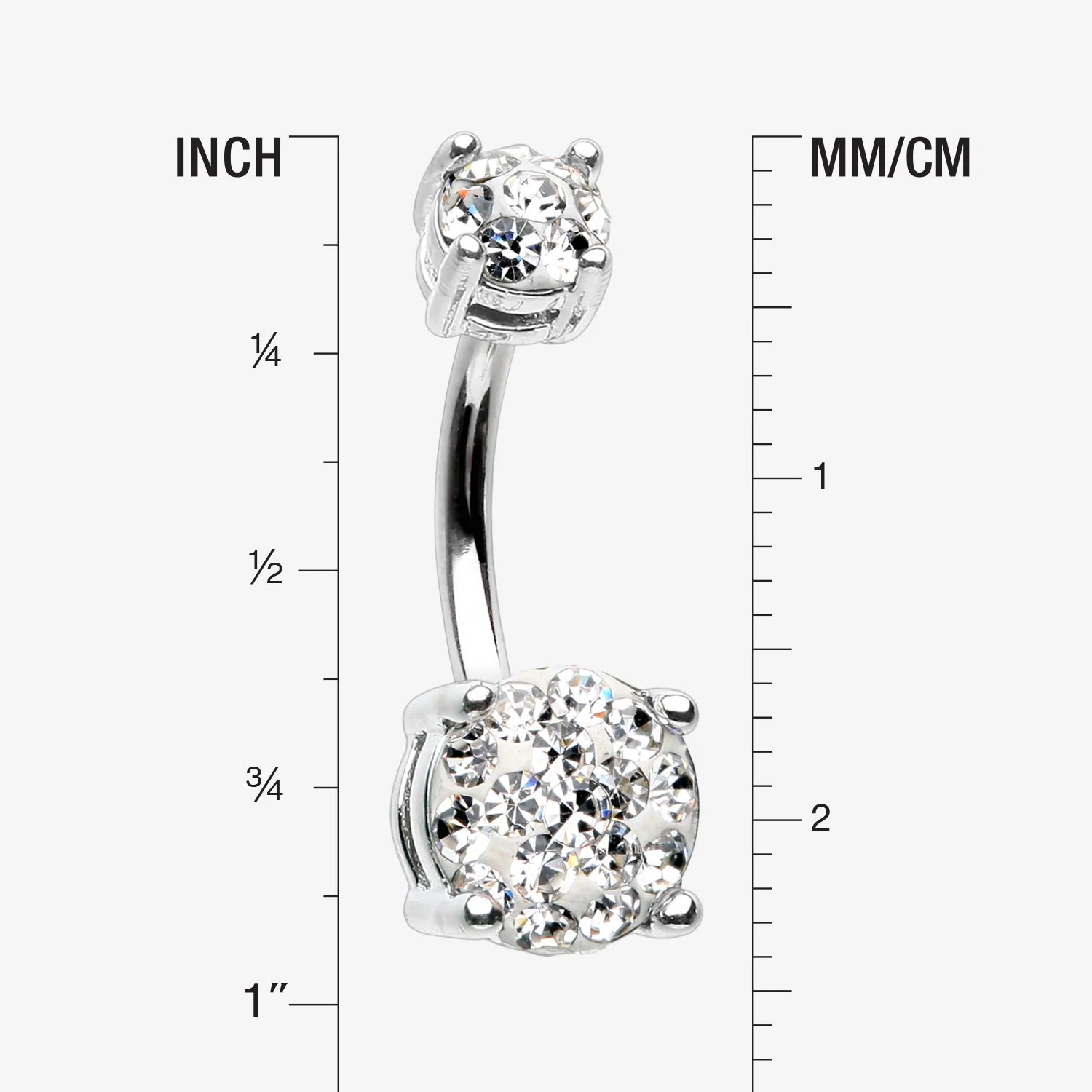 Multi-Gem Sprinkle Sparkle Prong Set Belly Button Ring - Image 2