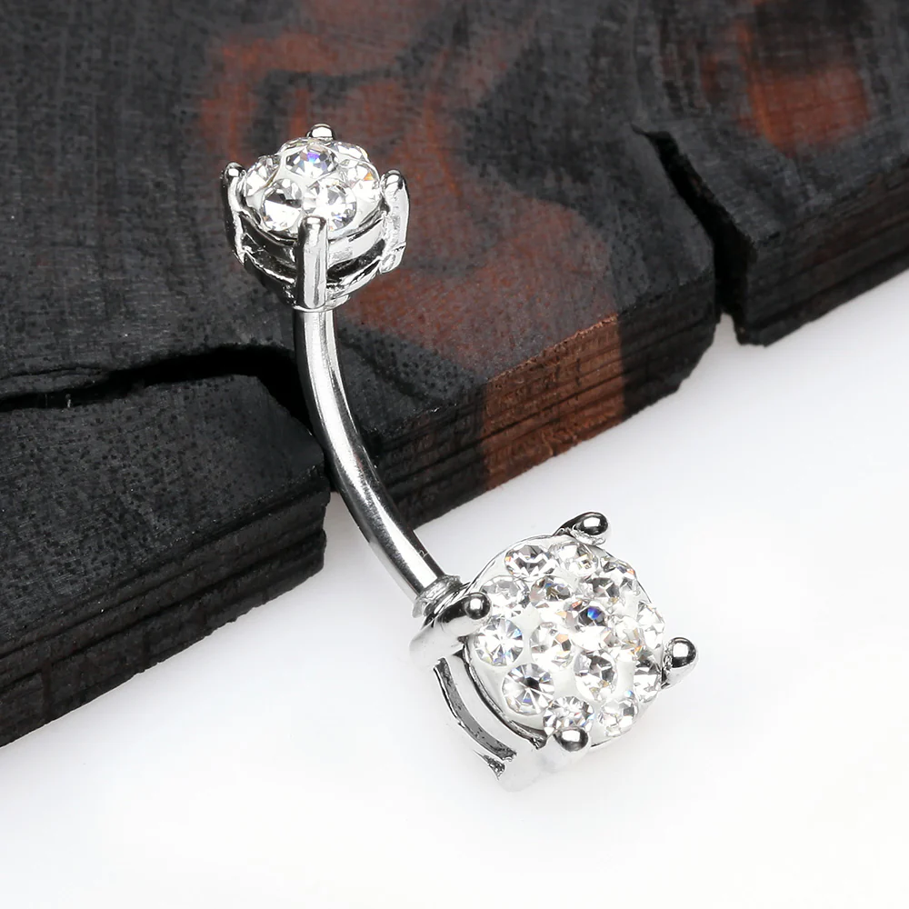 Multi-Gem Sprinkle Sparkle Prong Set Belly Button Ring - Image 3