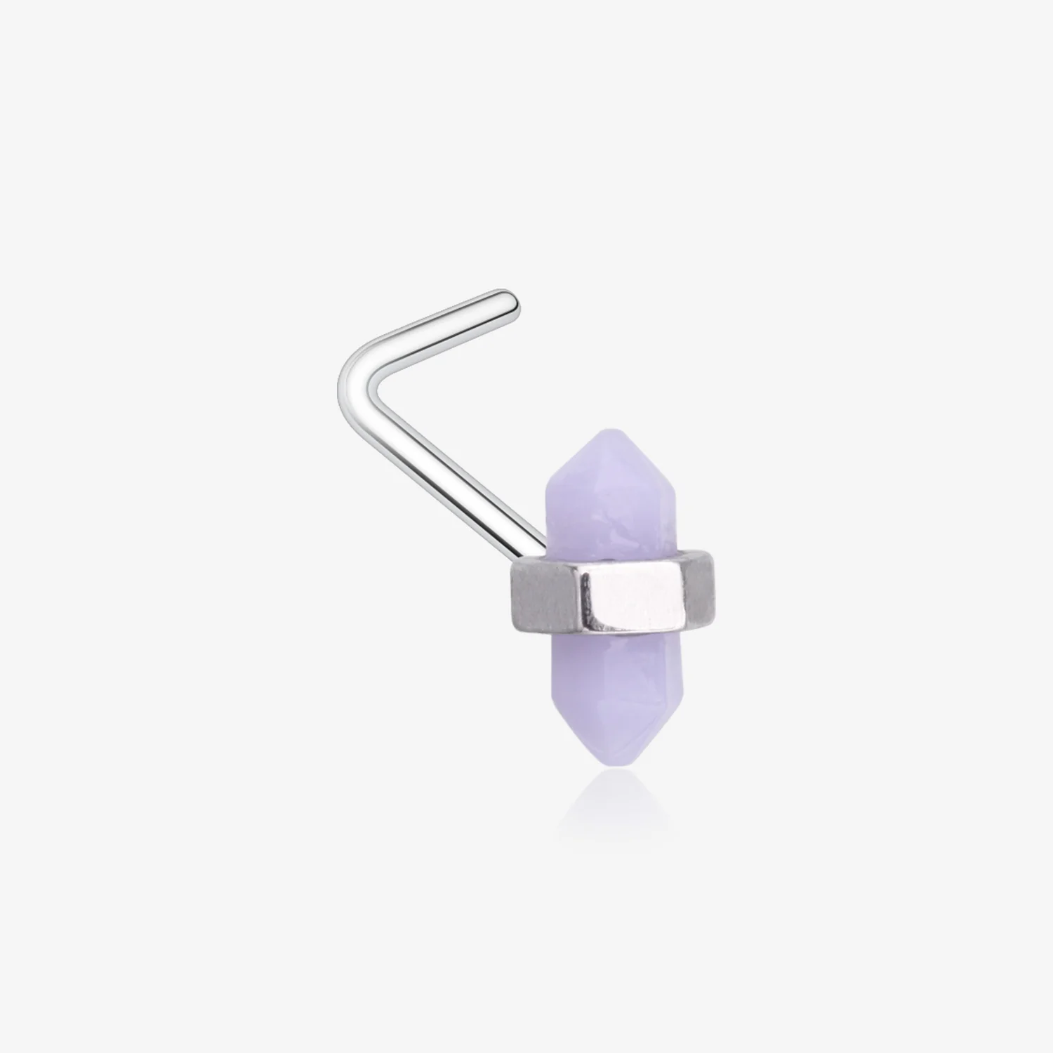 Mystic Lavender Gemstone L-Shaped Nose Ring