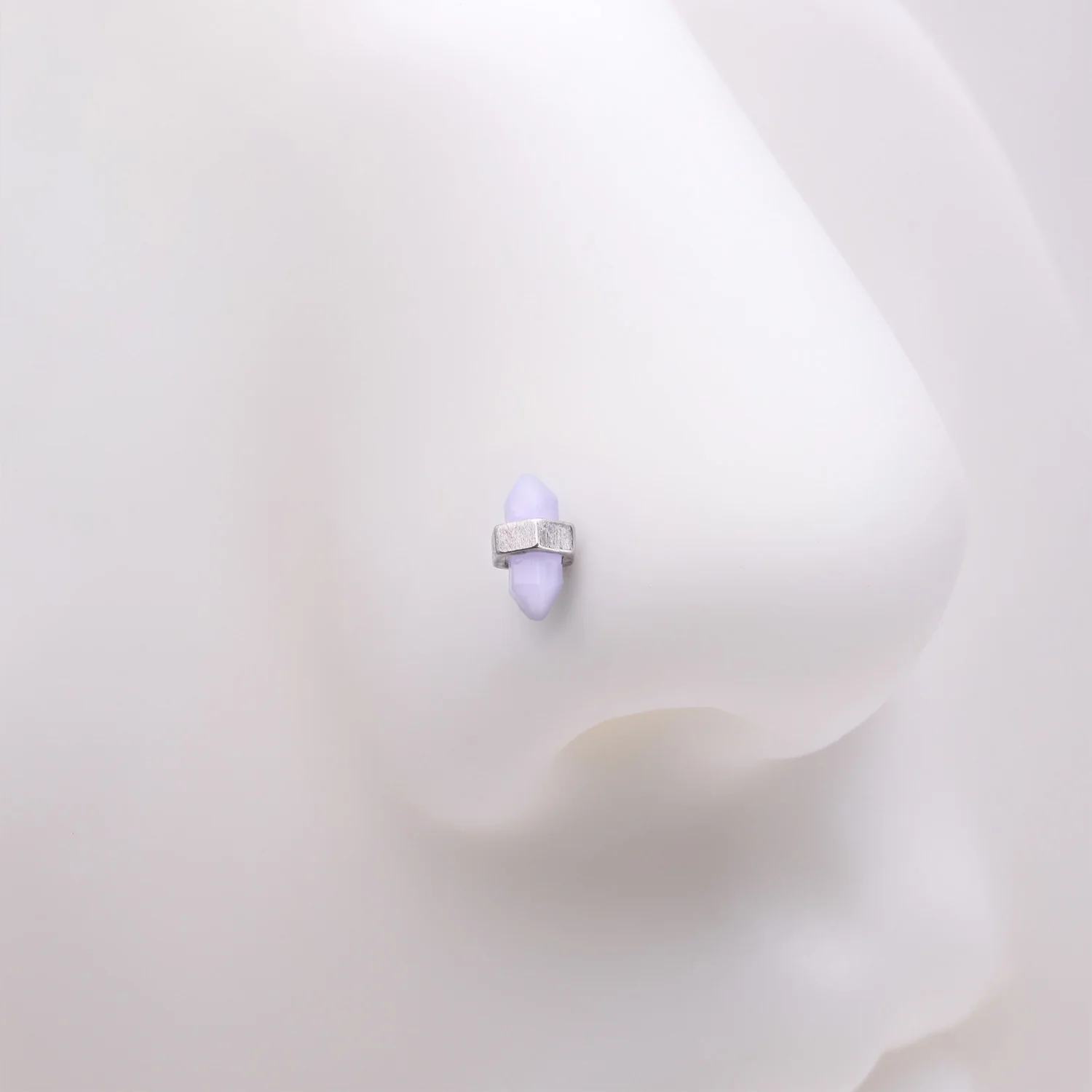 Mystic Lavender Gemstone L-Shaped Nose Ring - Image 2