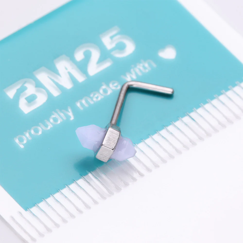 Mystic Lavender Gemstone L-Shaped Nose Ring - Image 5