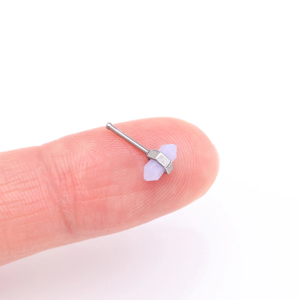 Mystic Lavender Gemstone Nose Stud Ring - Image 3