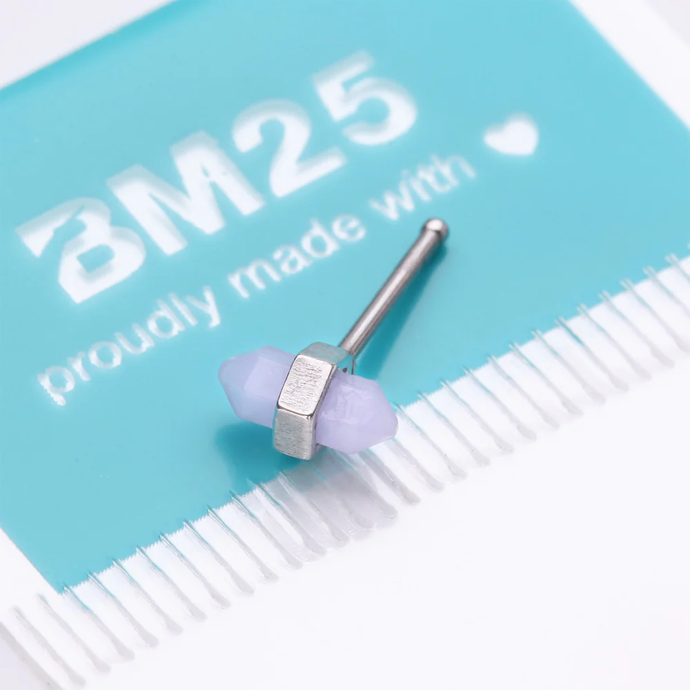Mystic Lavender Gemstone Nose Stud Ring - Image 5