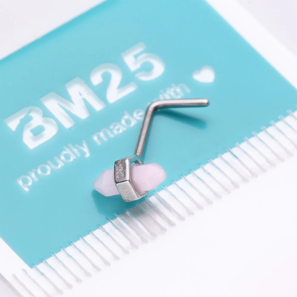 Mystic Rose Gemstone L-Shaped Nose Ring - Image 5