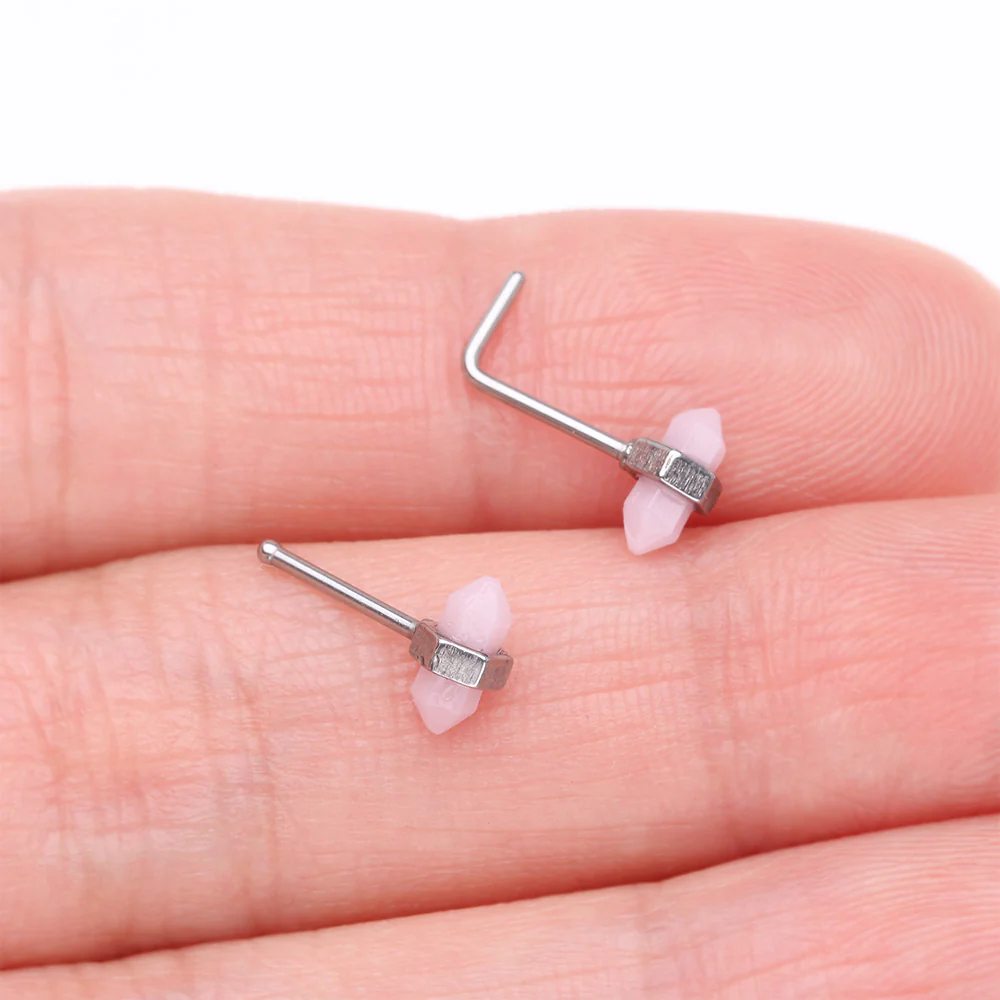 Mystic Rose Gemstone Nose Stud Ring - Image 4