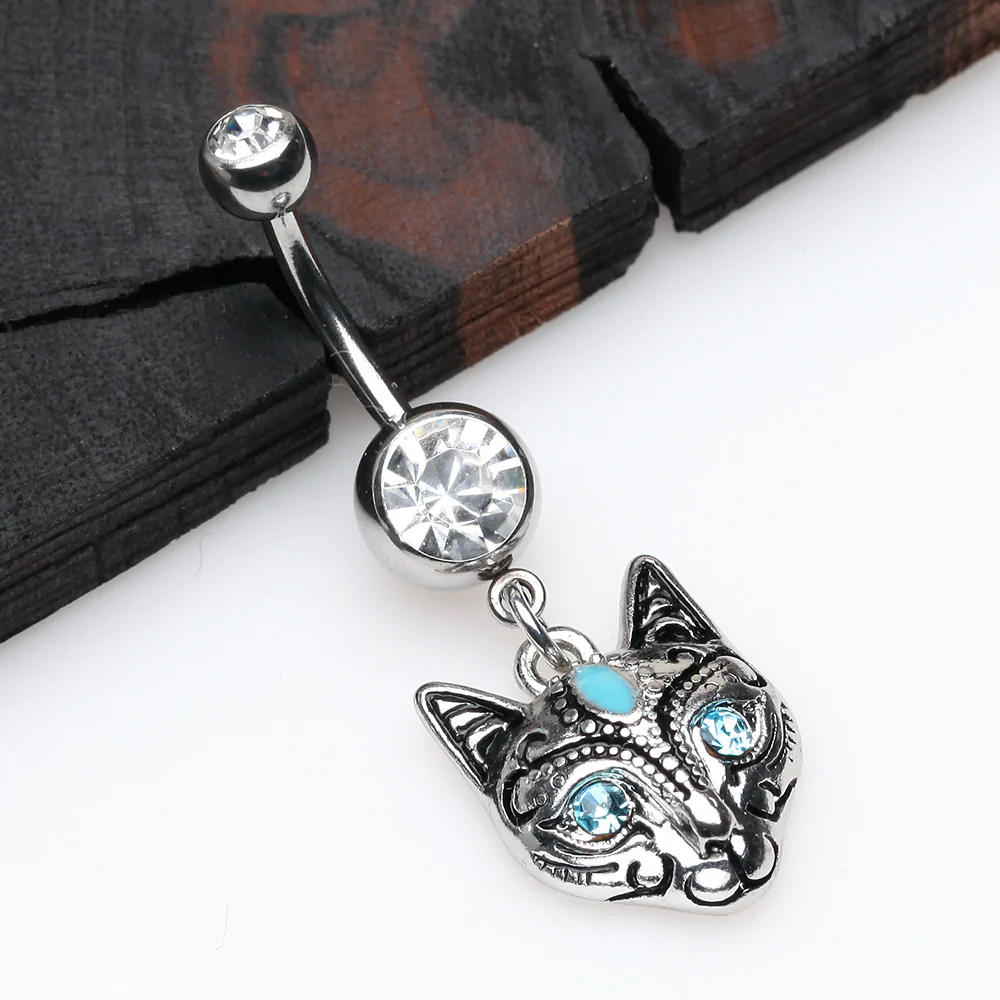 Mystique Kitty Cat Sparkle Belly Button Ring - Image 3