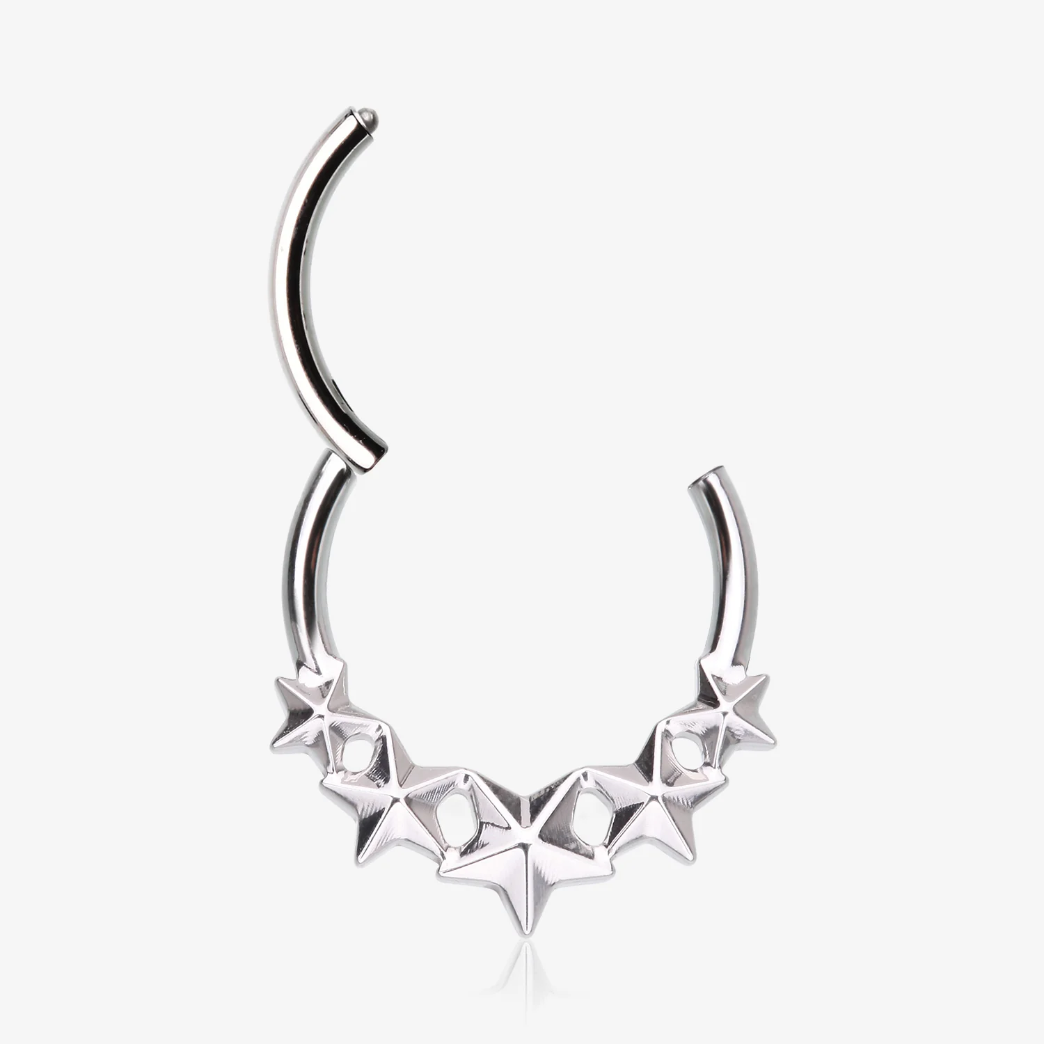 Nautical Star Cascade Steel Clicker Hoop Ring - Image 2