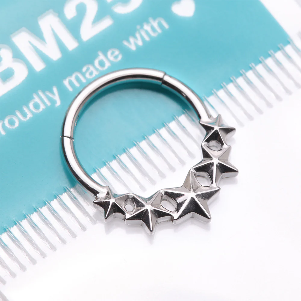 Nautical Star Cascade Steel Clicker Hoop Ring - Image 5