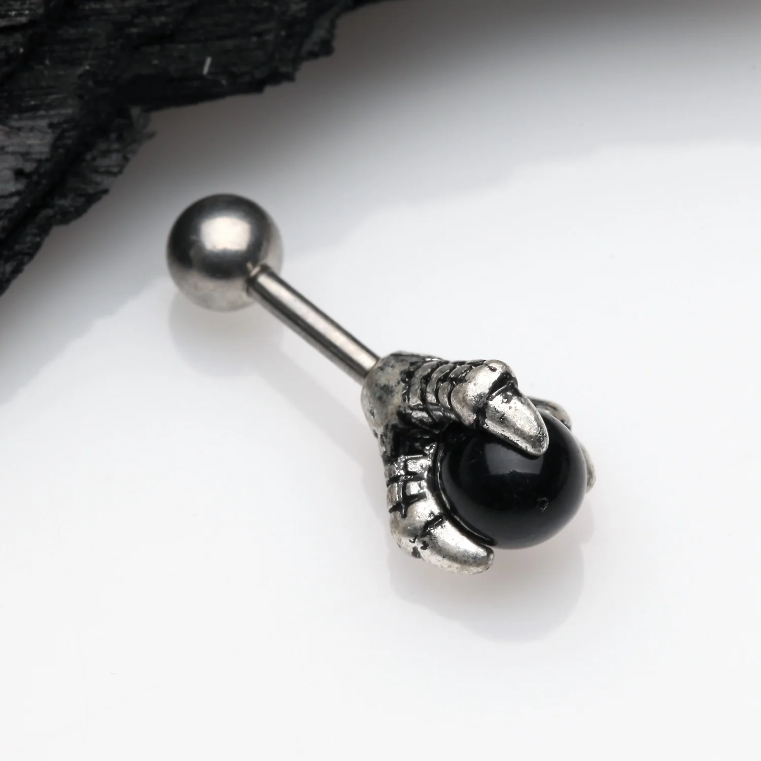 Onyx Orb Dragon Claw Cartilage Tragus Barbell Earring - Image 2