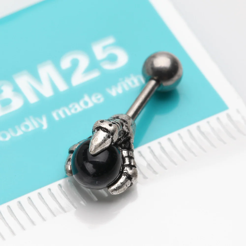 Onyx Orb Dragon Claw Cartilage Tragus Barbell Earring - Image 3