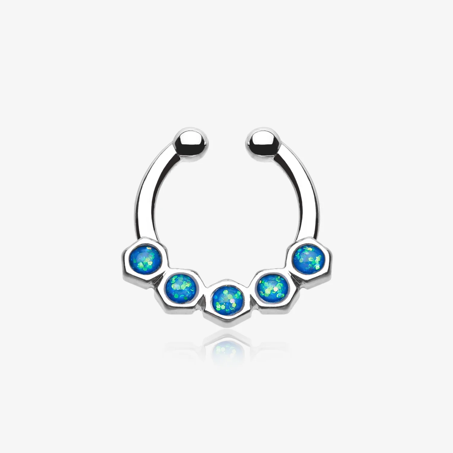 Opal Hexa Gemina Fake Septum Clip-On Ring