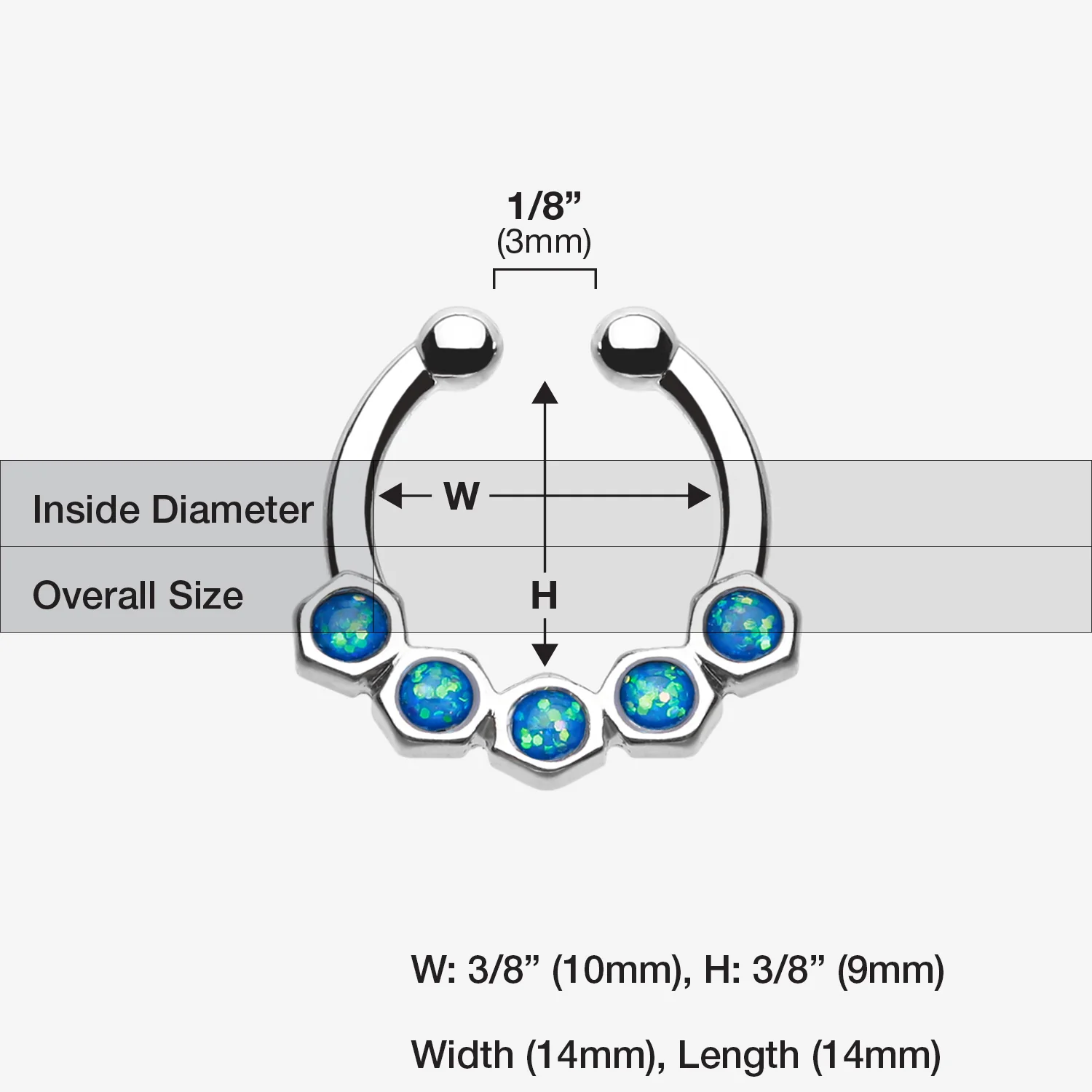 Opal Hexa Gemina Fake Septum Clip-On Ring - Image 2