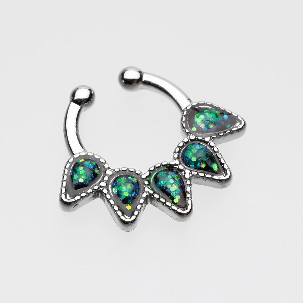 Opal Quinary Spear Fake Septum Clip-On Ring - Image 3