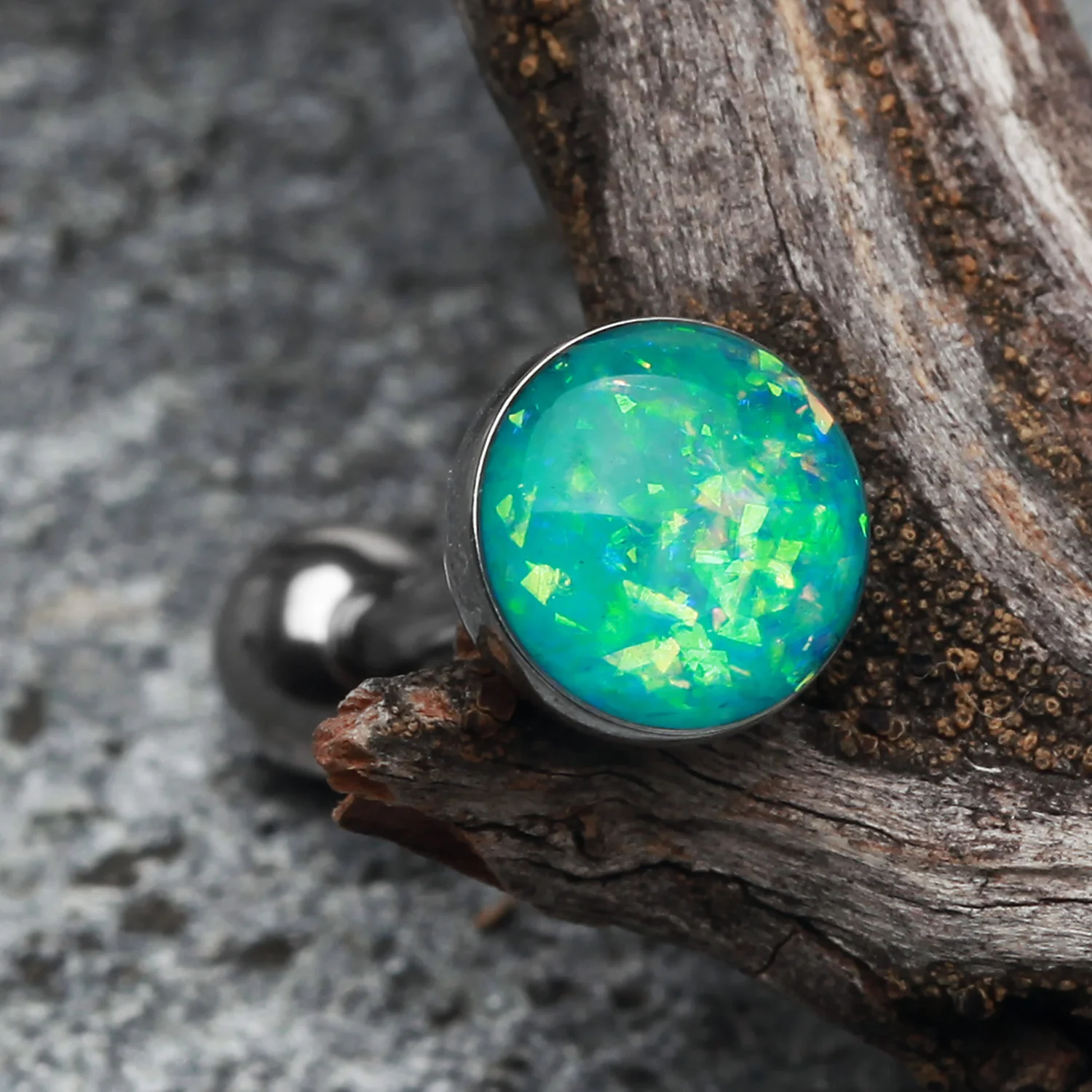 Opal Sparkle Barbell Tongue Ring - Image 2