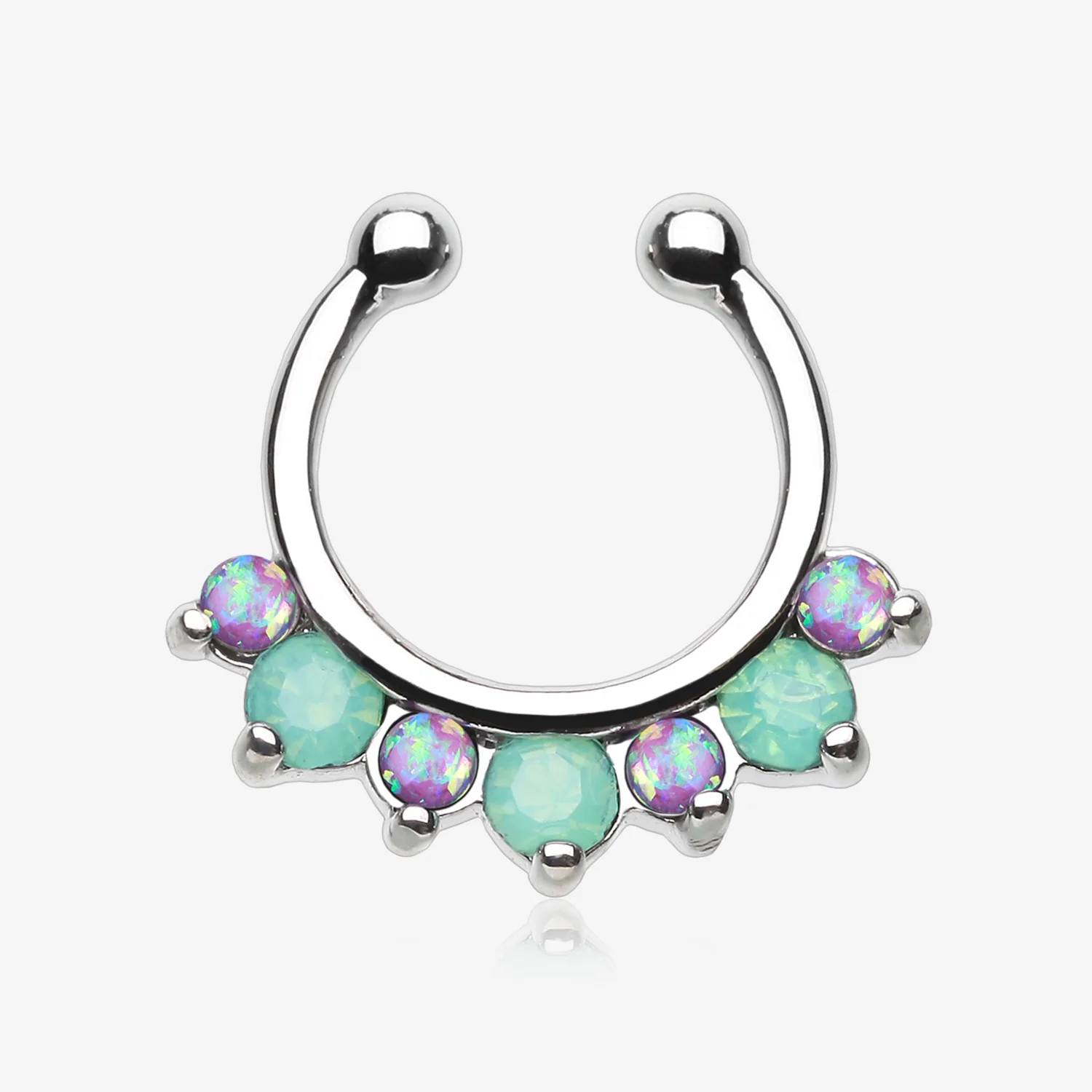 Opal Sparkle Deuce Fake Septum Clip-On Ring