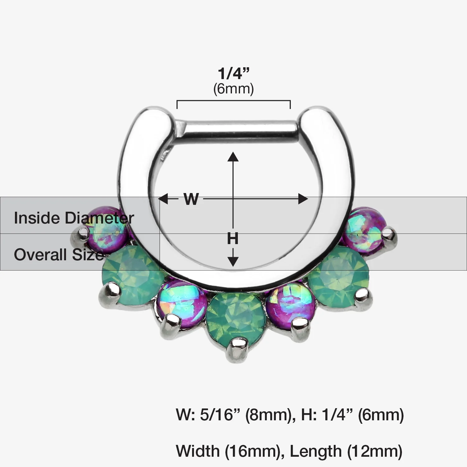 Opal Sparkle Deuce Septum Clicker Ring - Image 2